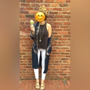 Free People Kimono. Xs. Boho,dark blue lined kimono with pockets